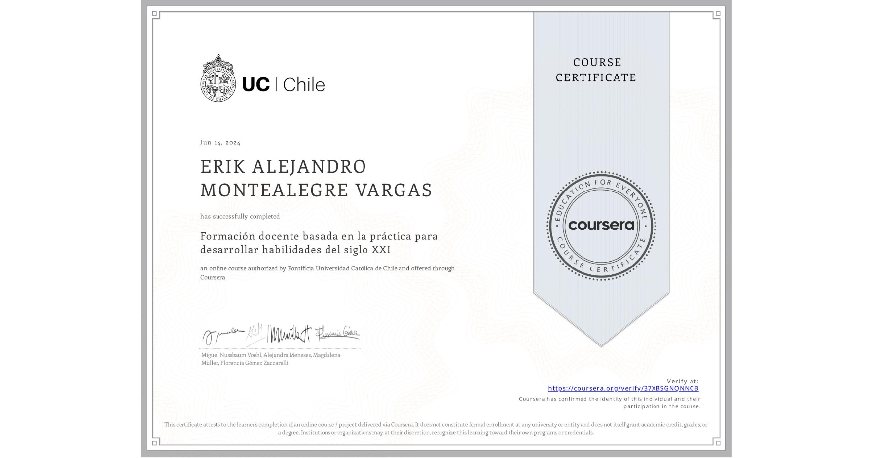 Formación docente · Pontificia Universidad Católica de Chile